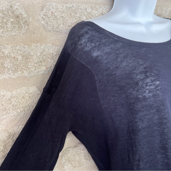 Vince linen sweater navy blue lightweight sheer M - Picture 2 of 7
